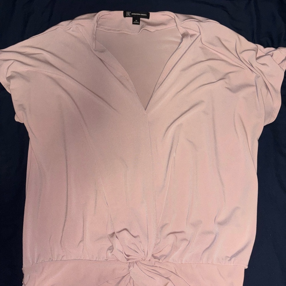 INC International Concepts Women's Light Pink V-Neck Blouse